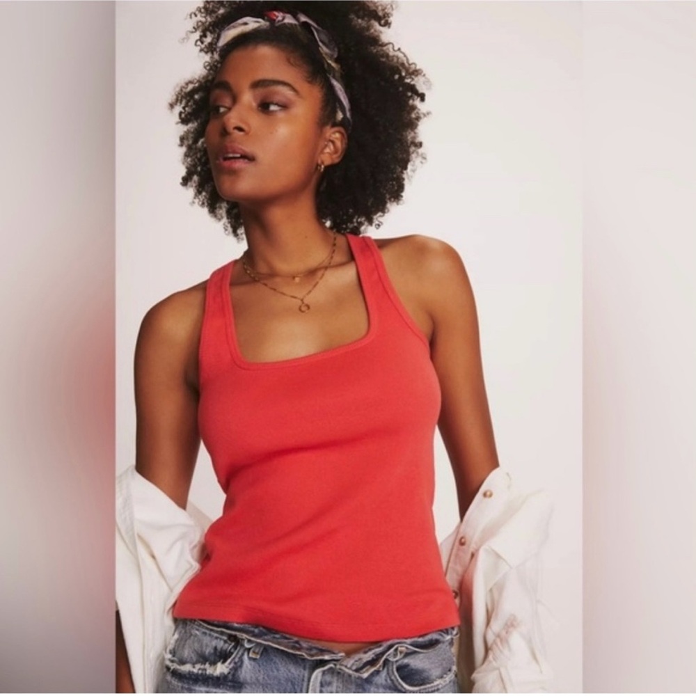 Maeve rubbed square neck tank top in size xs.